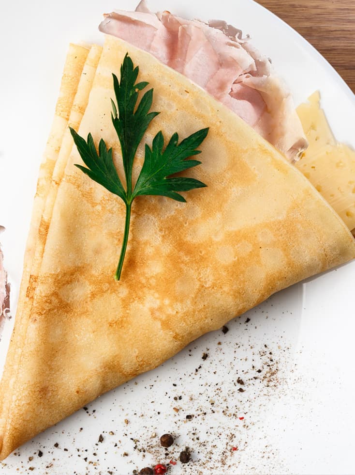 CRÊPES AU JAMBON CUIT ET AU FROMAGE