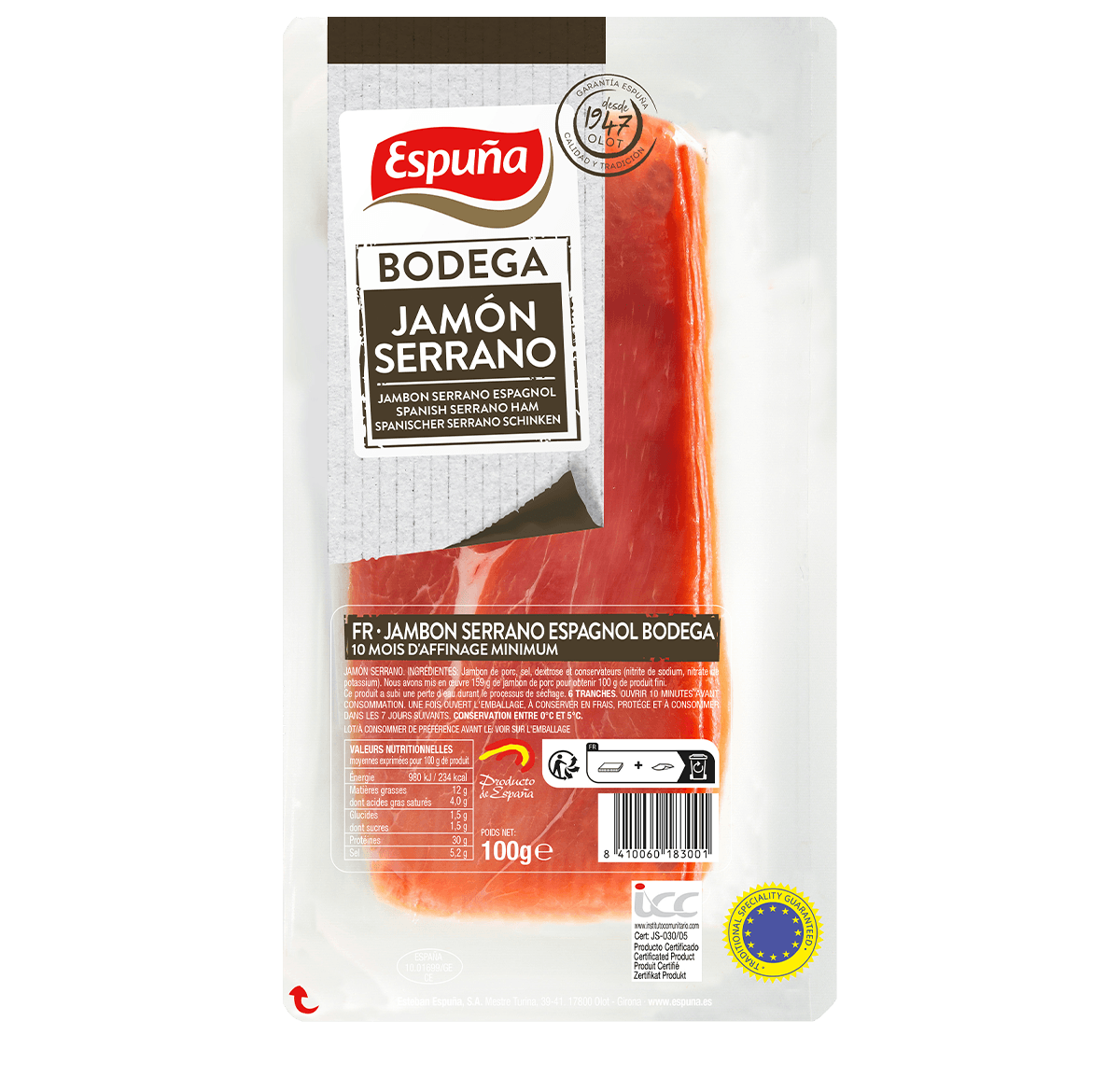 Jambon serrano espagnol 100g