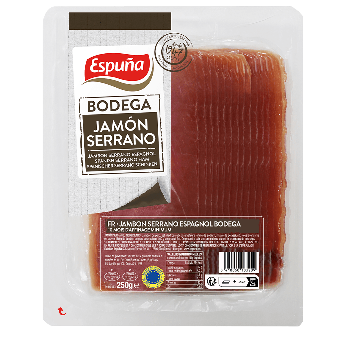 Jambon serrano espagnol bodega 250g