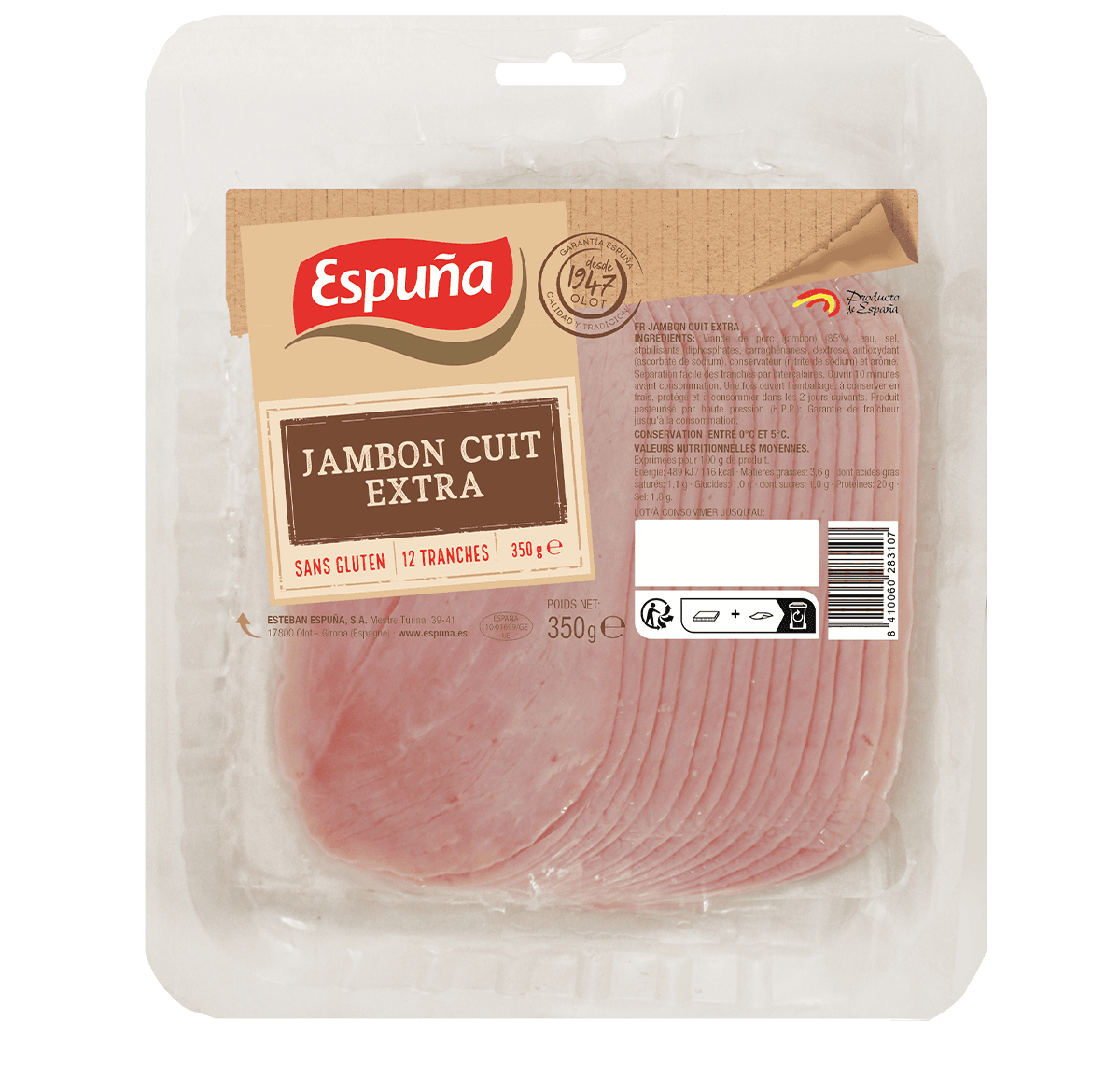 Jambon cuit extra 350g