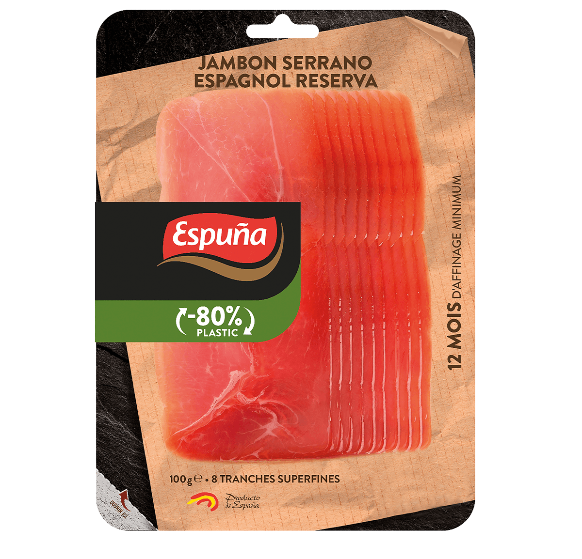 Jambon serrano reserva tranches fines 100g (12 mois)