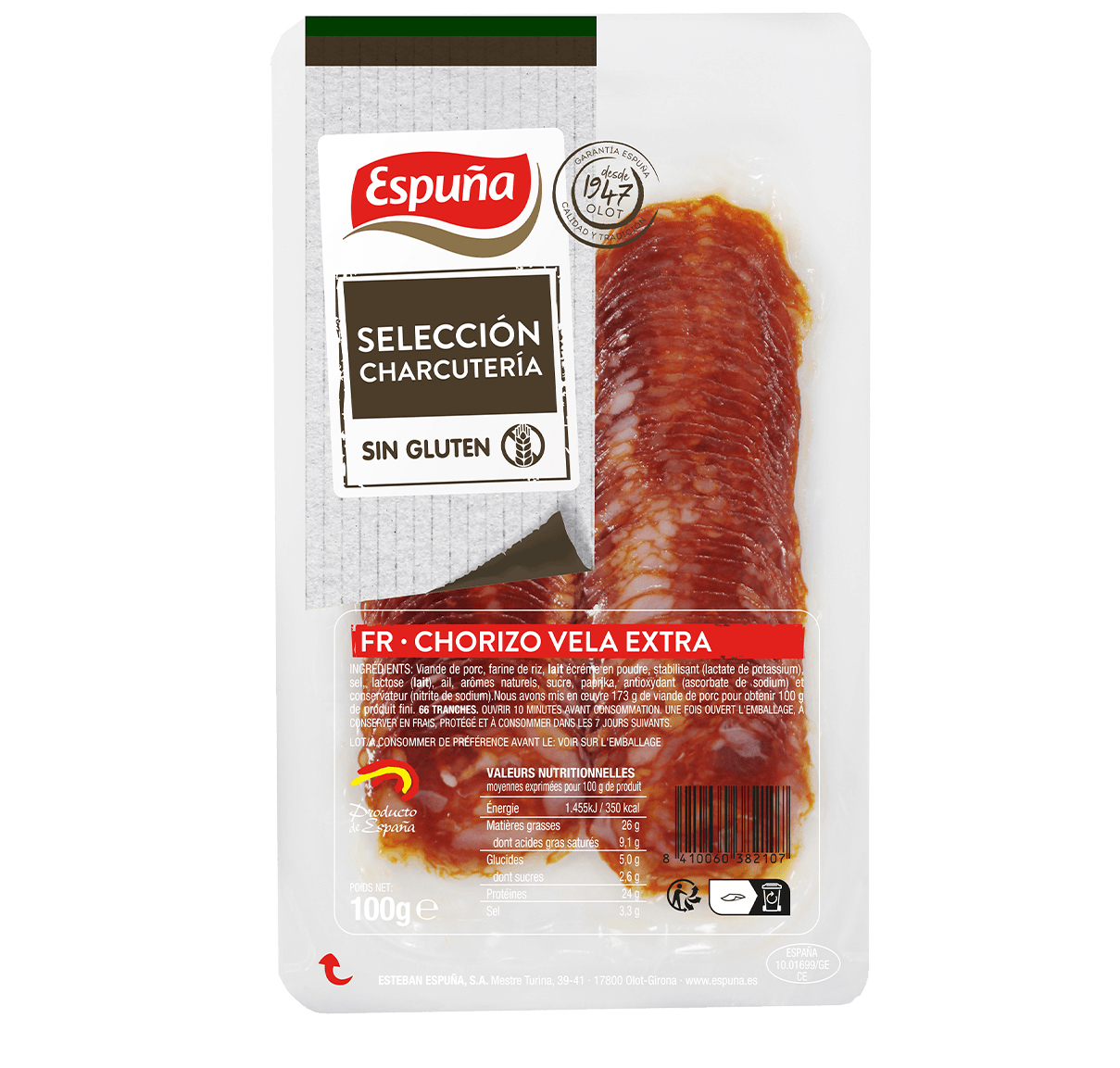 Chorizo vela tranches 100g