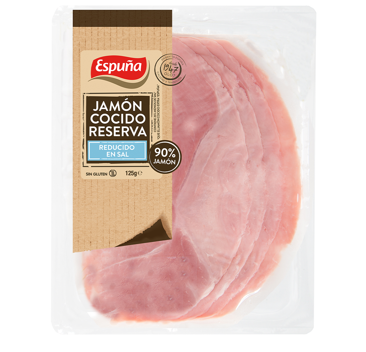 Jambon cuit réduit en sel 125g - 92% jambon