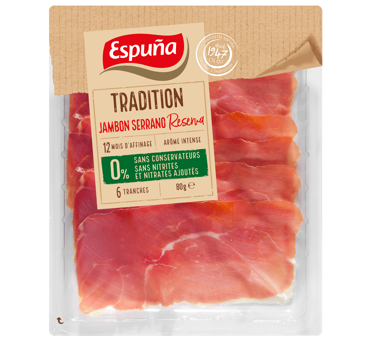 Tradition jambon serrano reserva fines tranches 80g